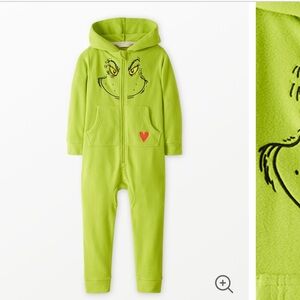 Kids Dr. Seuss Grinch Costume Fleece Onesie. Size M / US 6-8 or 120-130cm